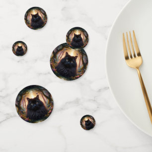 Schöne schwarze Katze mit goldenen Augen Konfetti