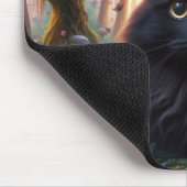 Schöne schwarze Katze mit goldenen Augen Mousepad (Ecke)