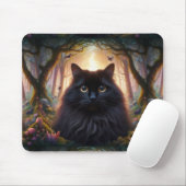 Schöne schwarze Katze mit goldenen Augen Mousepad (Mit Mouse)