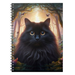Schöne schwarze Katze mit goldenen Augen Notizblock