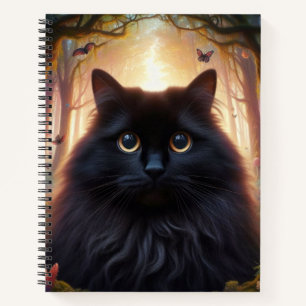 Schöne schwarze Katze mit goldenen Augen Notizblock