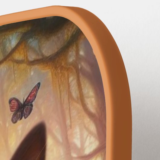 Schöne schwarze Katze mit goldenen Augen Pickleball Schläger (Linke Seite)