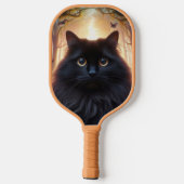 Schöne schwarze Katze mit goldenen Augen Pickleball Schläger (Rückseite)