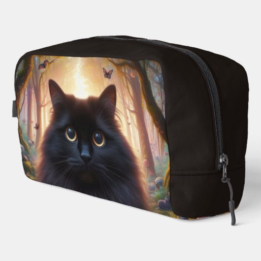 Schöne schwarze Katze mit goldenen Augen Waschbeutel (Rechte Ecke)