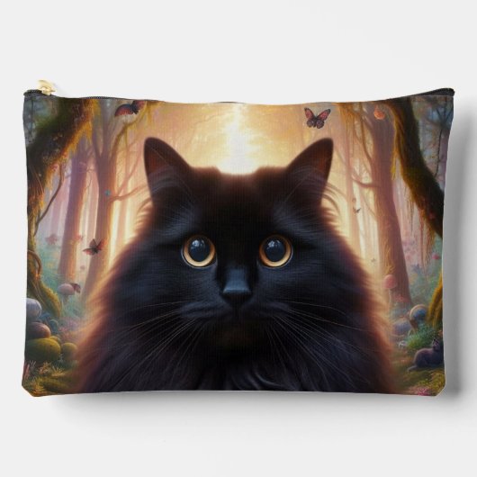 Schöne schwarze Katze mit goldenen Augen Zubehörtasche (Vorderseite)