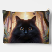 Schöne schwarze Katze mit goldenen Augen Zubehörtasche (Rückseite)