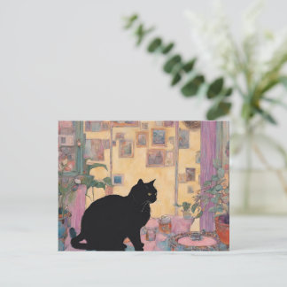 schöne schwarze Katze Postkarte