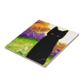 Schöne schwarze Katzen-Blumenkunst Creationarts Fliese (Seite)