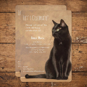 Schöne schwarze Katzen-Geburtstagseinladung Einladung