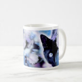 Schöne Schwarze Katzen mit Blume Kaffeetasse (VorderseiteRechts)