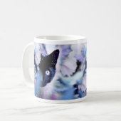 Schöne Schwarze Katzen mit Blume Kaffeetasse (Vorderseite Links)