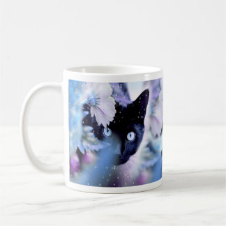 Schöne Schwarze Katzen mit Blume Kaffeetasse