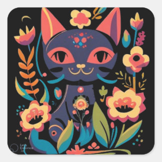 Schöne schwarze Katzenaufkleber Quadratischer Aufkleber