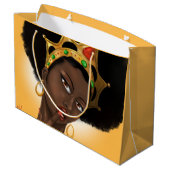 Schöne schwarze Königin - Naturhaar Große Geschenktüte (Rückseite Schrägansicht)