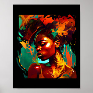 Schöne schwarze Kunst Afrikanische Frau Paintin Poster