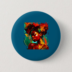 Schöne schwarze Kunst afroamerikanische Frau Button