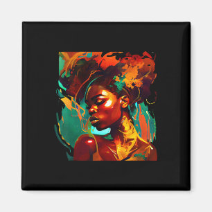 Schöne schwarze Kunst afroamerikanische Frau malt Magnet