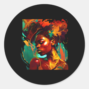 Schöne schwarze Kunst afroamerikanische Frau malt Runder Aufkleber