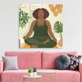 Schöne schwarze Kurvin meditiert Leinwanddruck (Insitu (Wohnzimmer))