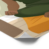 Schöne schwarze Kurvin meditiert Poster (Ecke)