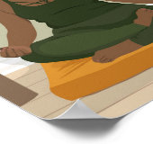 Schöne schwarze Kurvin meditiert Poster (Ecke)