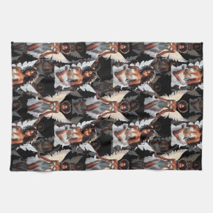 Schöne schwarze Mädchen-Engel-Musterdesign -Dunkel Geschirrtuch