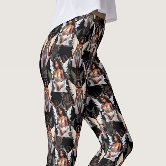 Schöne schwarze Mädchen-Engel-Musterdesign -Dunkel Leggings