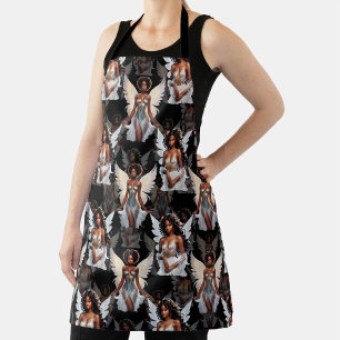 Schöne schwarze Mädchen-Engel-Musterdesign -Dunkel Schürze