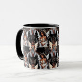 Schöne schwarze Mädchen-Engel-Musterdesign -Dunkel Tasse (Vorderseite Links)