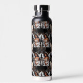 Schöne schwarze Mädchen-Engel-Musterdesign -Dunkel Trinkflasche (Rechts)