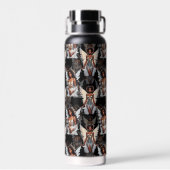 Schöne schwarze Mädchen-Engel-Musterdesign -Dunkel Trinkflasche (Rückseite)