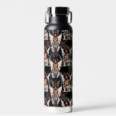 Schöne schwarze Mädchen-Engel-Musterdesign -Dunkel Trinkflasche (Vorne)