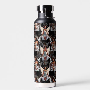 Schöne schwarze Mädchen-Engel-Musterdesign -Dunkel Trinkflasche