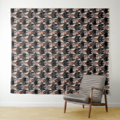 Schöne schwarze Mädchen-Engel-Musterdesign -Dunkel Wandteppich (Beispiel (Horizontal))