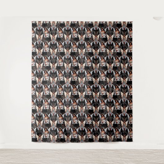 Schöne schwarze Mädchen-Engel-Musterdesign -Dunkel Wandteppich (Vorderseite)