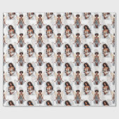 Schöne schwarze Mädchen-Engel-Musterdesign Geschenkpapier (Flach)