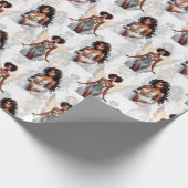 Schöne schwarze Mädchen-Engel-Musterdesign Geschenkpapier (Ecke)