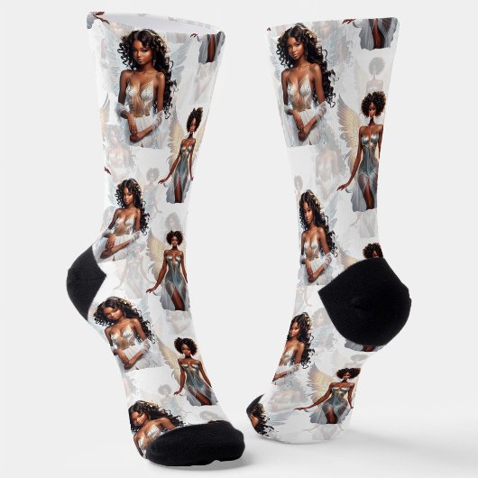 Schöne schwarze Mädchen-Engel-Musterdesign  Socken