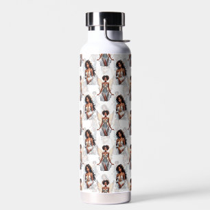 Schöne schwarze Mädchen-Engel-Musterdesign  Trinkflasche