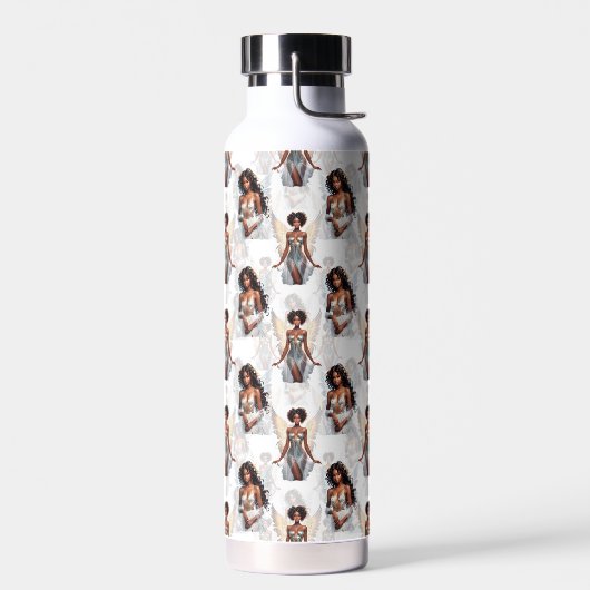 Schöne schwarze Mädchen-Engel-Musterdesign  Trinkflasche (Links)