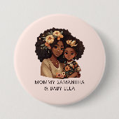 Schöne Schwarze Mama und Tochter (10) Button (Vorderseite)