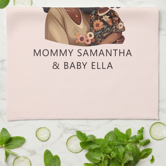 Schöne Schwarze Mama und Tochter (10) Geschirrtuch (Gefaltet)