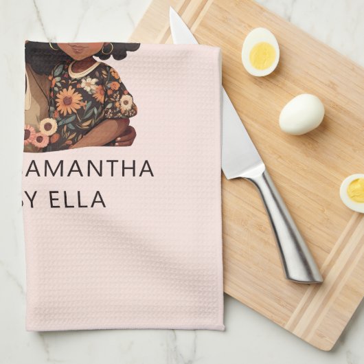 Schöne Schwarze Mama und Tochter (10) Geschirrtuch (Viertel Falte)