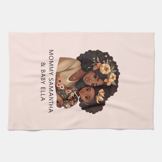 Schöne Schwarze Mama und Tochter (10) Geschirrtuch (Horizontal)