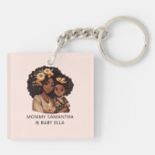 Schöne Schwarze Mama und Tochter (10) Schlüsselanhänger (Rückseite)