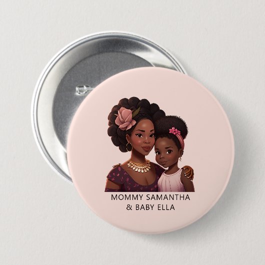 Schöne Schwarze Mama und Tochter (14) Button (Vorne & Hinten)