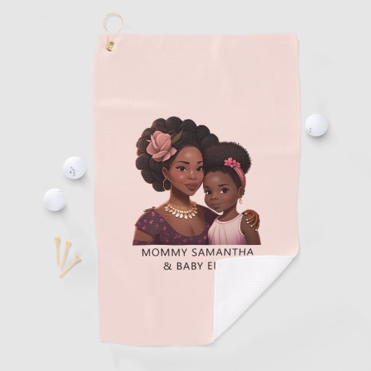 Schöne Schwarze Mama und Tochter (14) Golfhandtuch (Insitu)