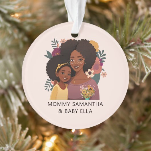 Schöne Schwarze Mama und Tochter (15) Ornament (Baum)