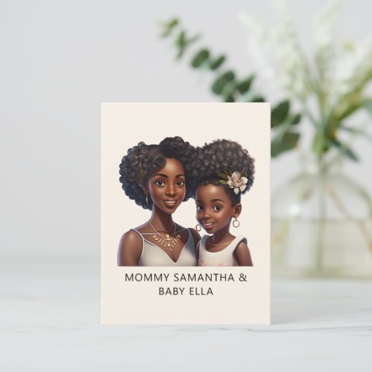 Schöne Schwarze Mama und Tochter (18) Postkarte (Stehend Vorderseite)