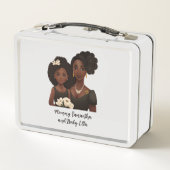 Schöne Schwarze Mama und Tochter (23) Metall Brotdose (Rückseite)